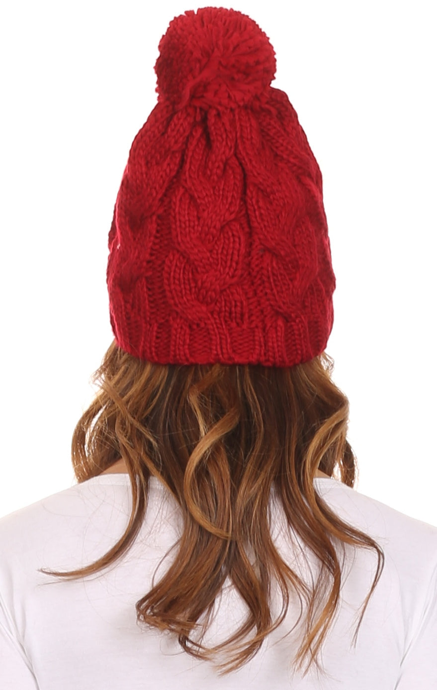 Sakkas Tabb Unisex Cable Knit Pom Pom Bobble Beanie Hat - Concordia Style Boutique