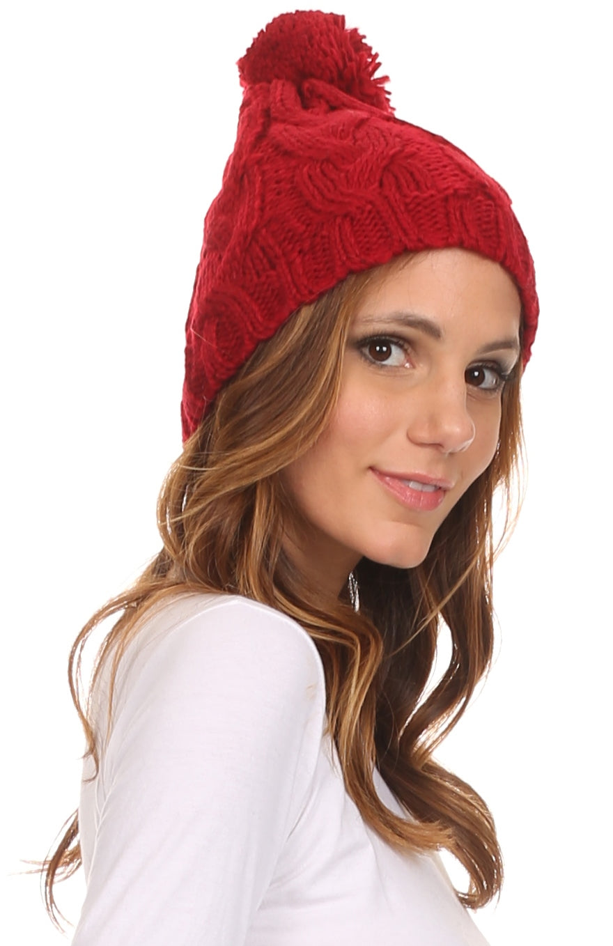 Sakkas Tabb Unisex Cable Knit Pom Pom Bobble Beanie Hat - Concordia Style Boutique
