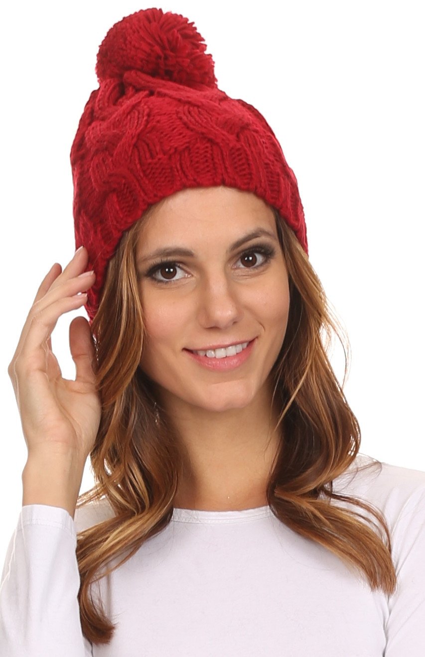 Sakkas Tabb Unisex Cable Knit Pom Pom Bobble Beanie Hat - Concordia Style Boutique