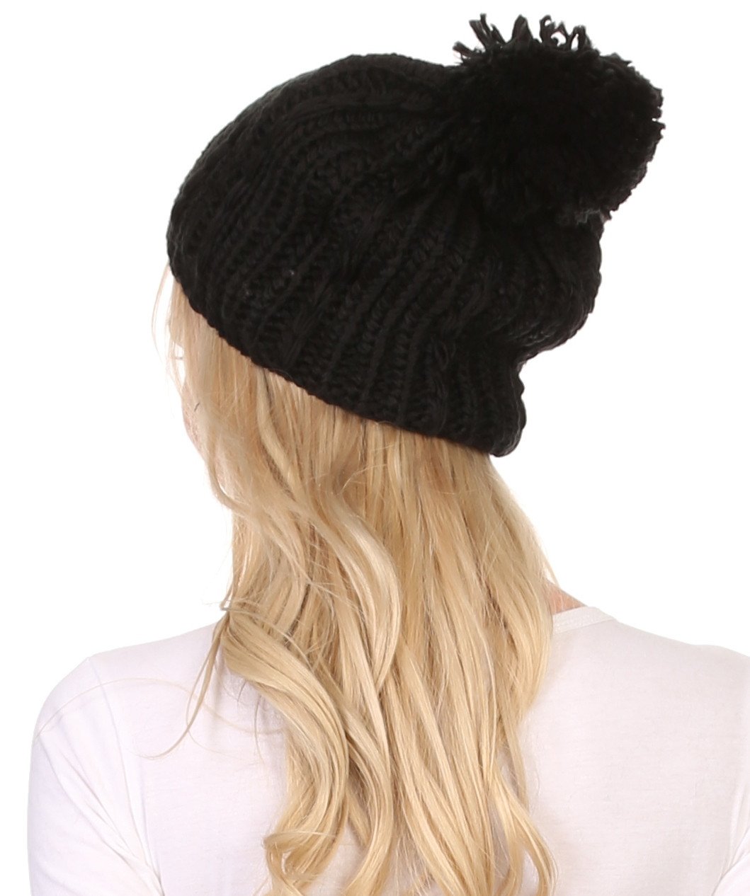 Sakkas Lax Wide Unisex Cable Knit Large Pom Pom Bobble Beanie Hat Cap - Concordia Style Boutique