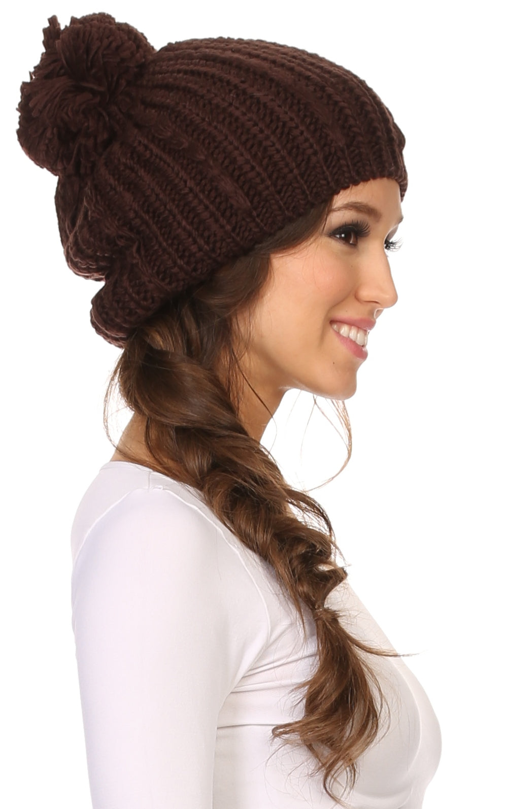 Sakkas Lax Wide Unisex Cable Knit Large Pom Pom Bobble Beanie Hat Cap - Concordia Style Boutique