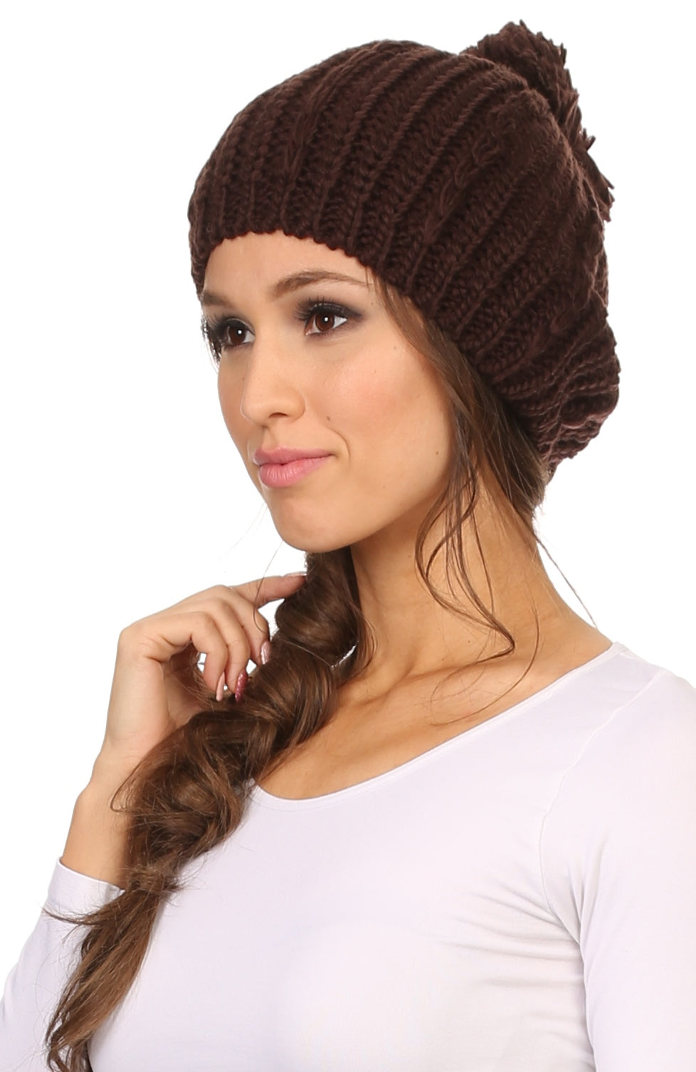 Sakkas Lax Wide Unisex Cable Knit Large Pom Pom Bobble Beanie Hat Cap - Concordia Style Boutique