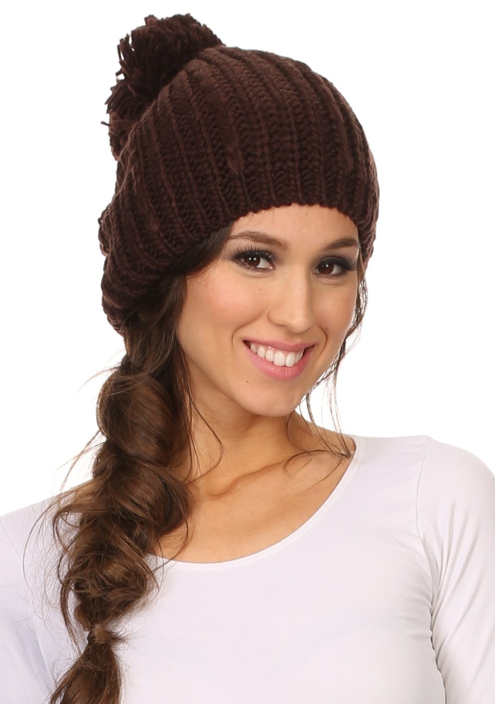 Sakkas Lax Wide Unisex Cable Knit Large Pom Pom Bobble Beanie Hat Cap - Concordia Style Boutique