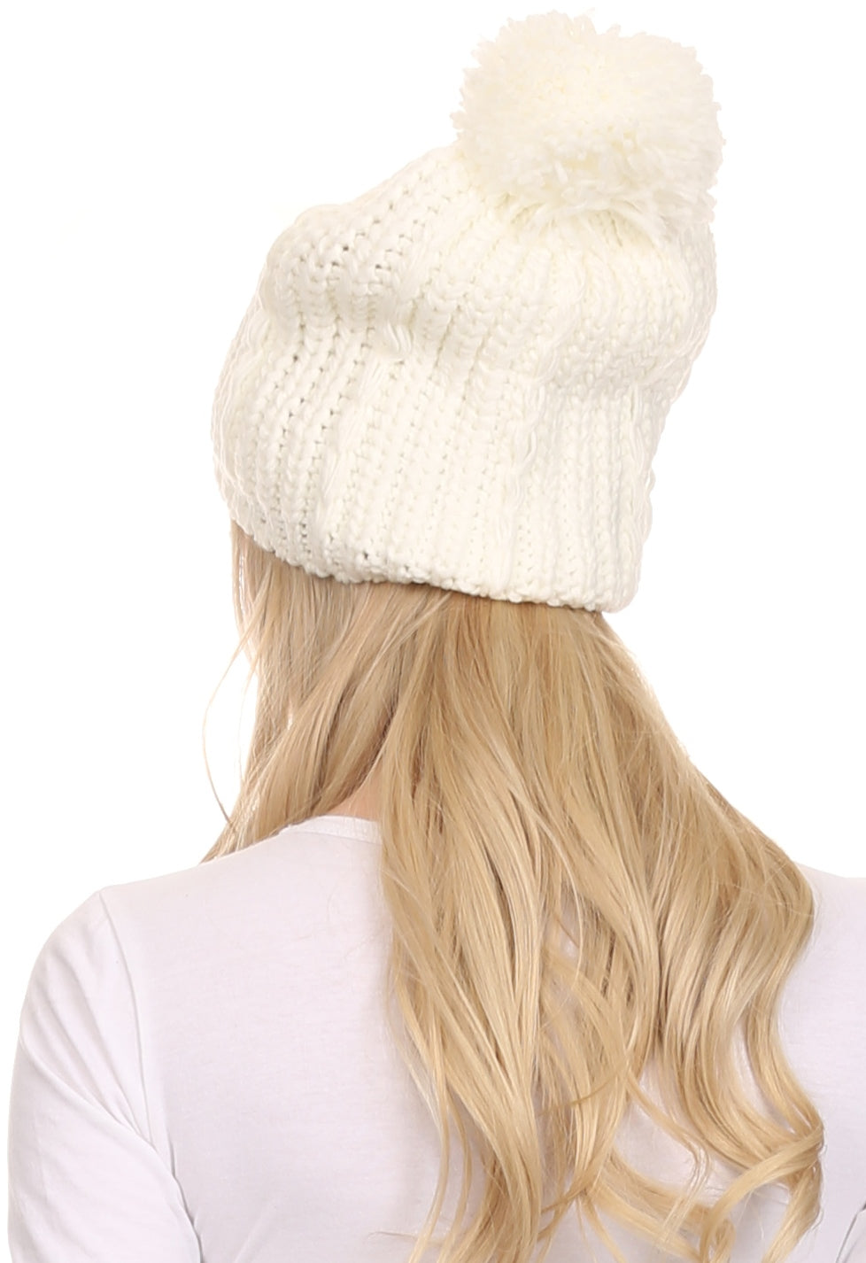 Sakkas Lax Wide Unisex Cable Knit Large Pom Pom Bobble Beanie Hat Cap - Concordia Style Boutique