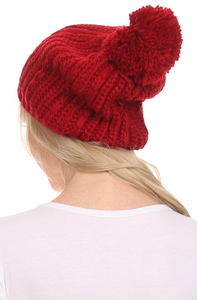 Sakkas Lax Wide Unisex Cable Knit Large Pom Pom Bobble Beanie Hat Cap - Concordia Style Boutique
