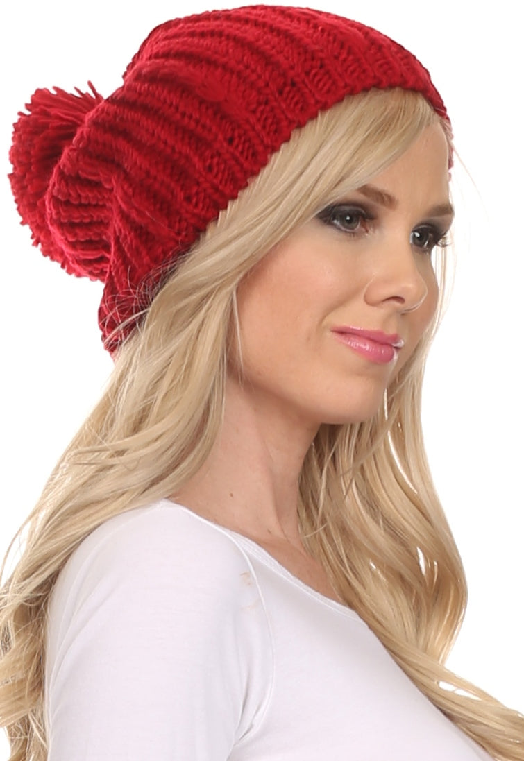 Sakkas Lax Wide Unisex Cable Knit Large Pom Pom Bobble Beanie Hat Cap - Concordia Style Boutique