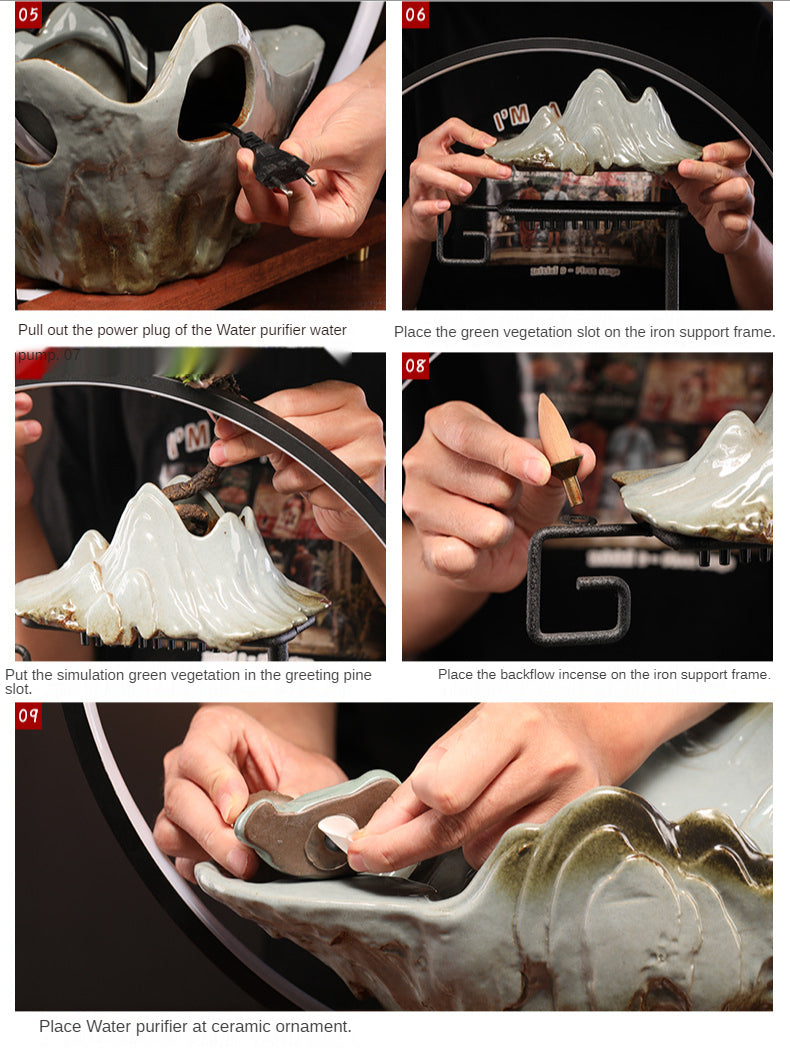 Zen Zen Swan Flowing Water Fountain Backflow Incense Burner