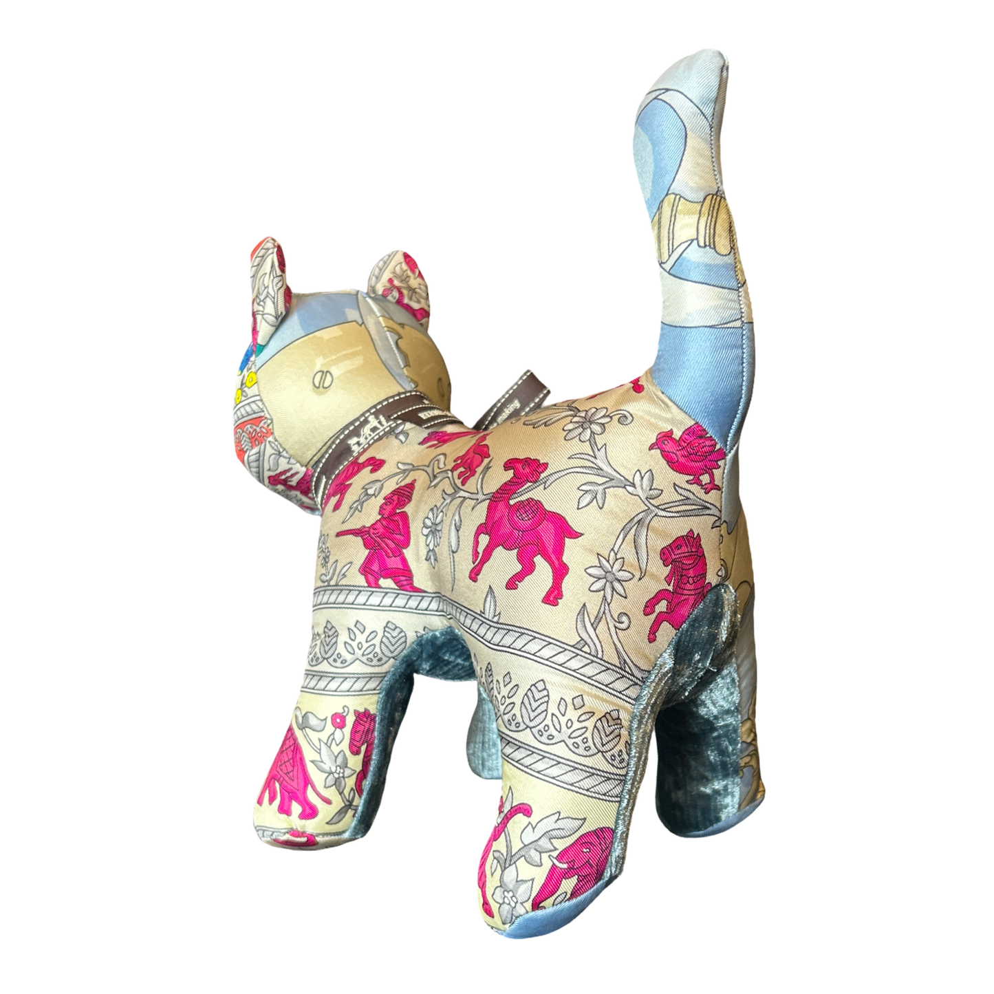 Chasse en Inde Vintage Silk Scarf Patchwork Kitten