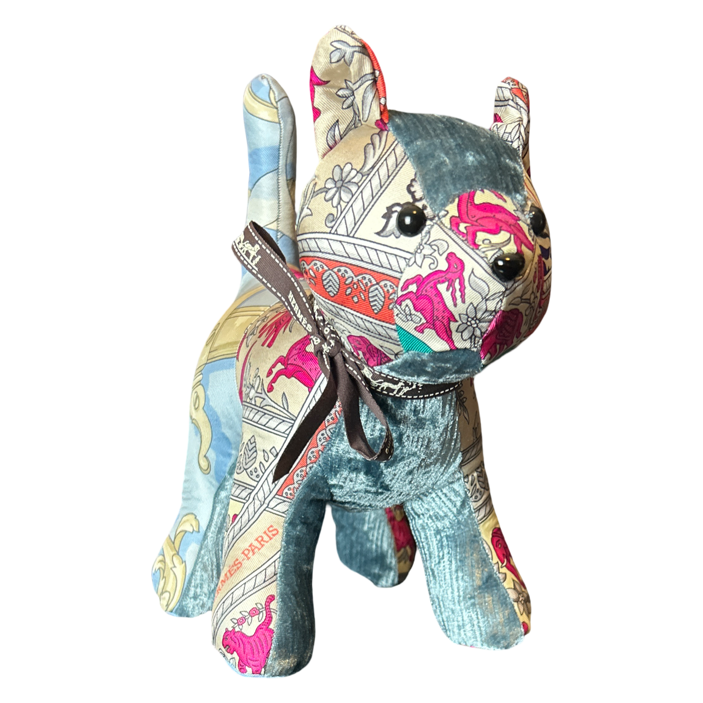 Chasse en Inde Vintage Silk Scarf Patchwork Kitten