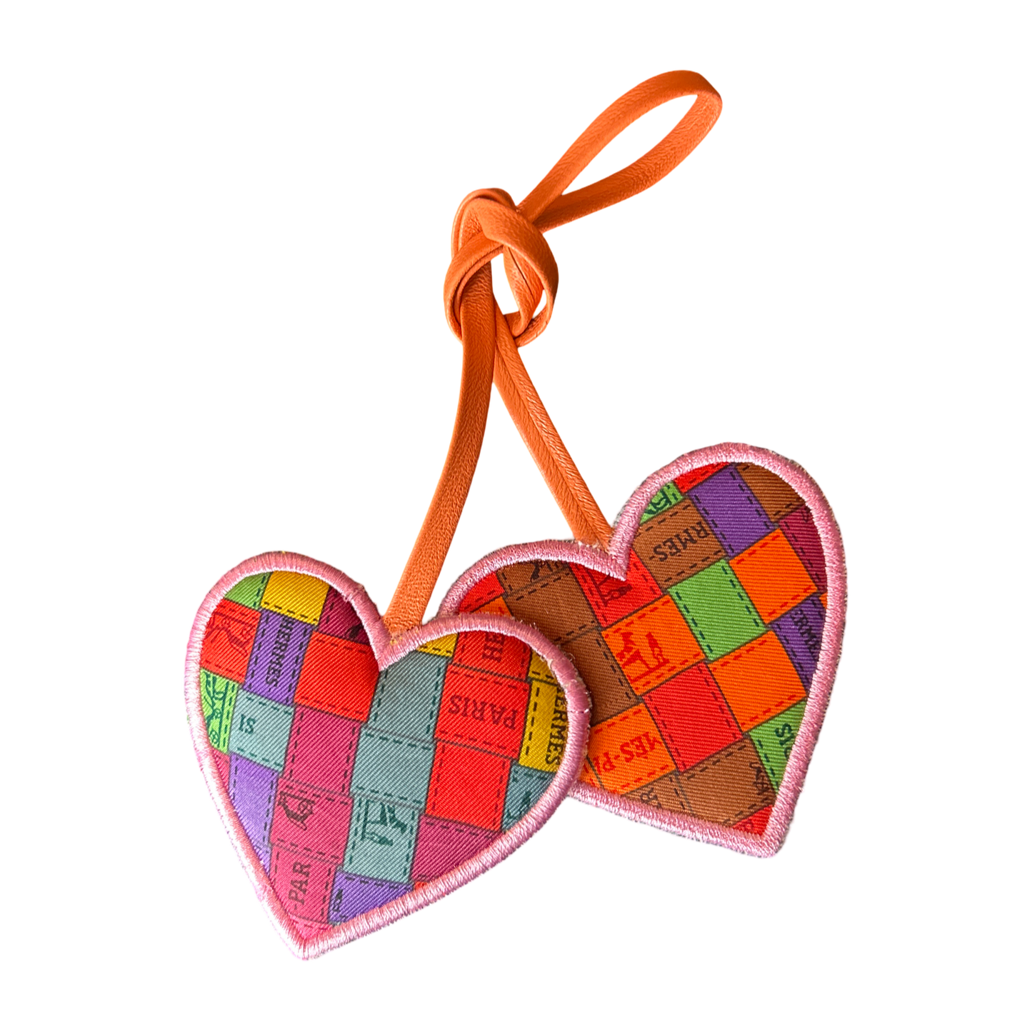 Bolduc au Carre Scarf Double Heart Bag Charm
