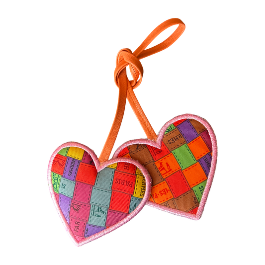 Bolduc au Carre Scarf Double Heart Bag Charm
