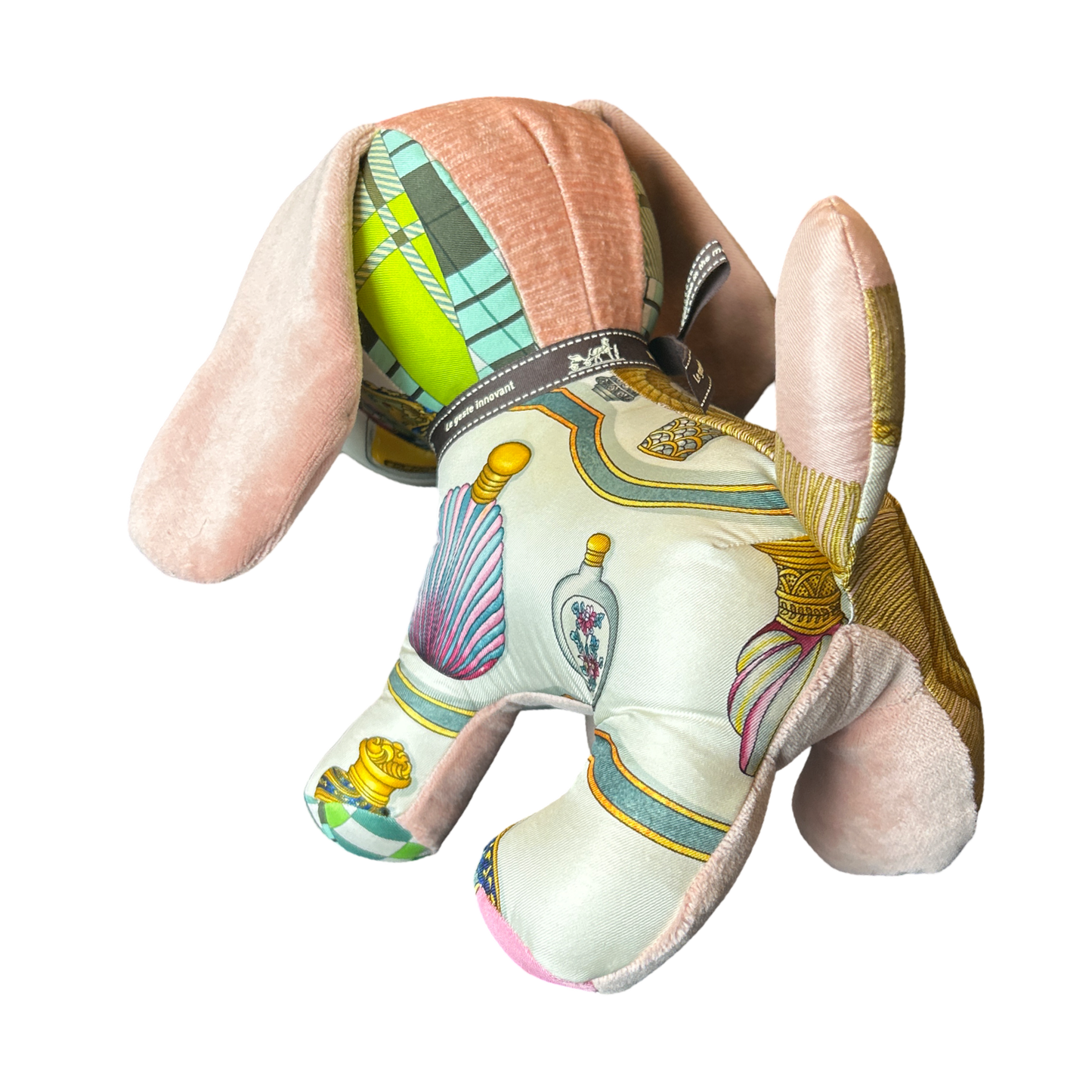 Poste et Cavalerie Vintage Silk Scarf Patchwork Puppy