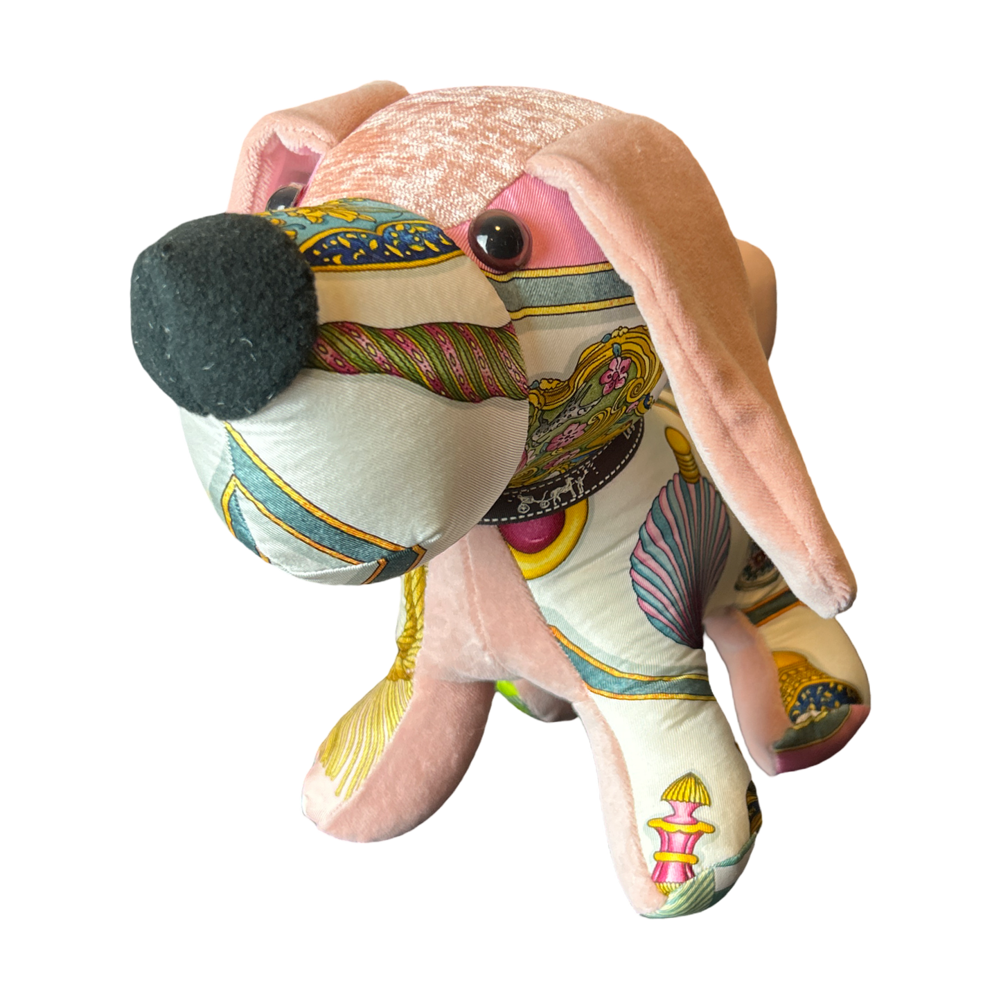 Poste et Cavalerie Vintage Silk Scarf Patchwork Puppy