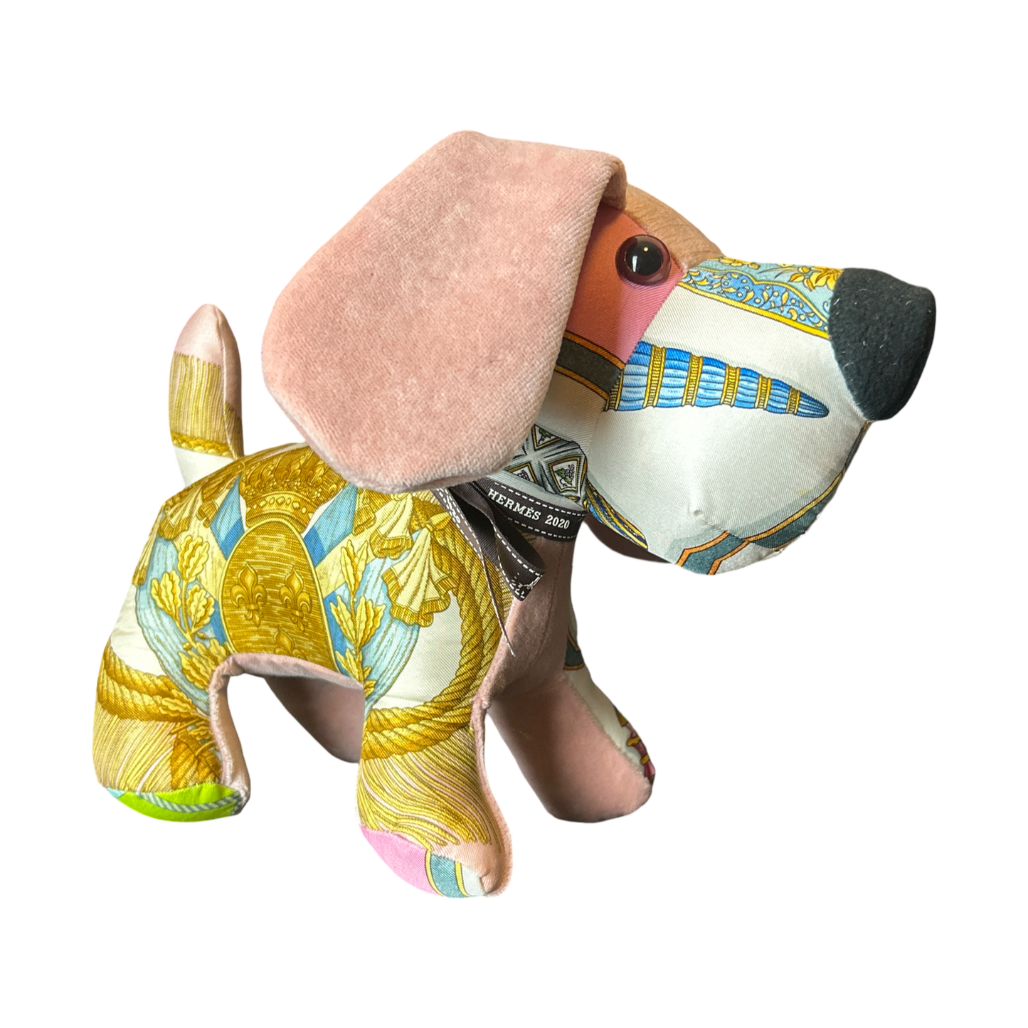 Poste et Cavalerie Vintage Silk Scarf Patchwork Puppy