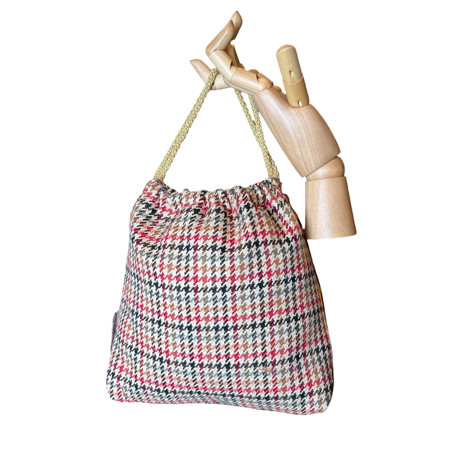 Petites Chevaux Brown Vintage Scarf Drawstring Crossbody Bag