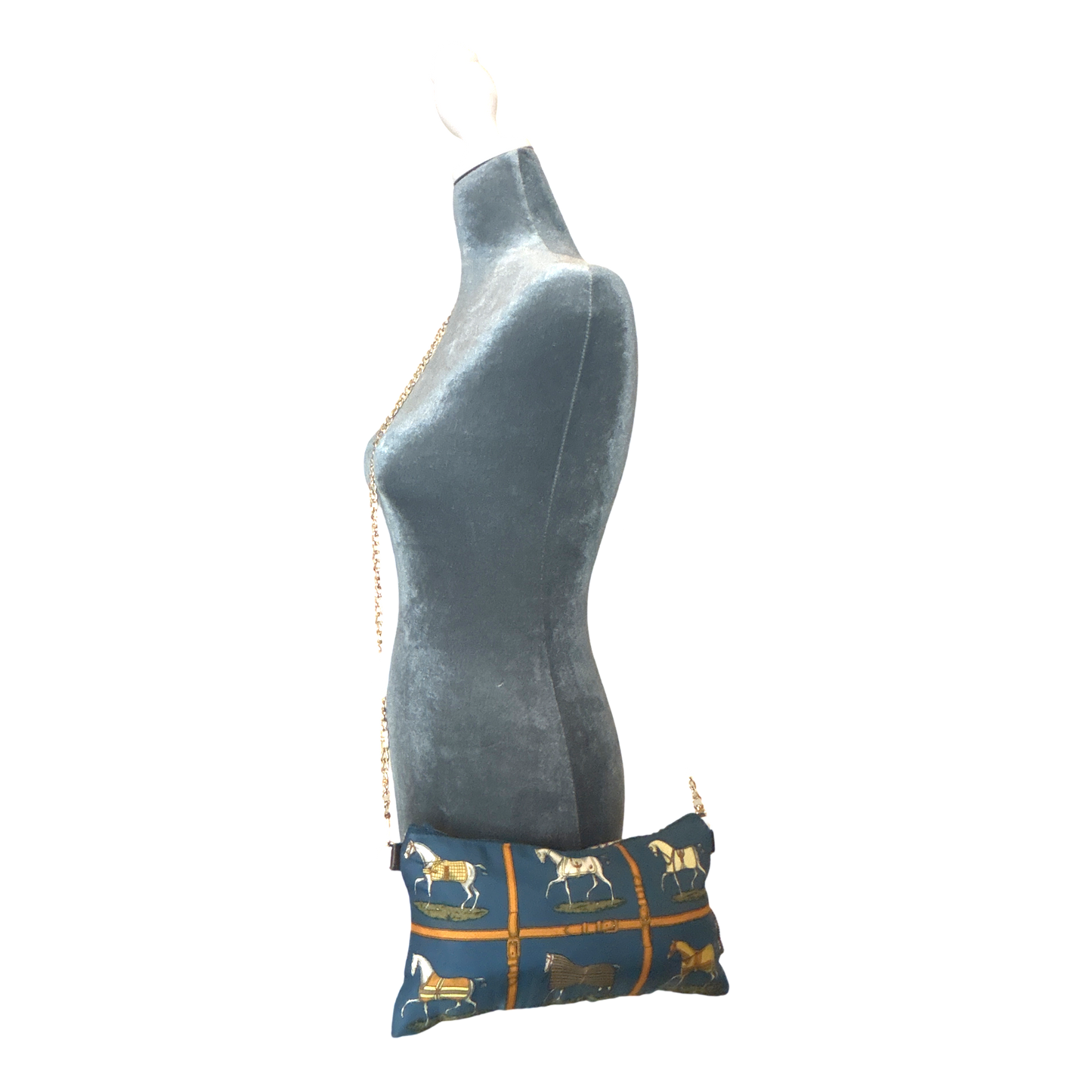 Petites Chevaux Teal Vintage Scarf Crossbody Bag