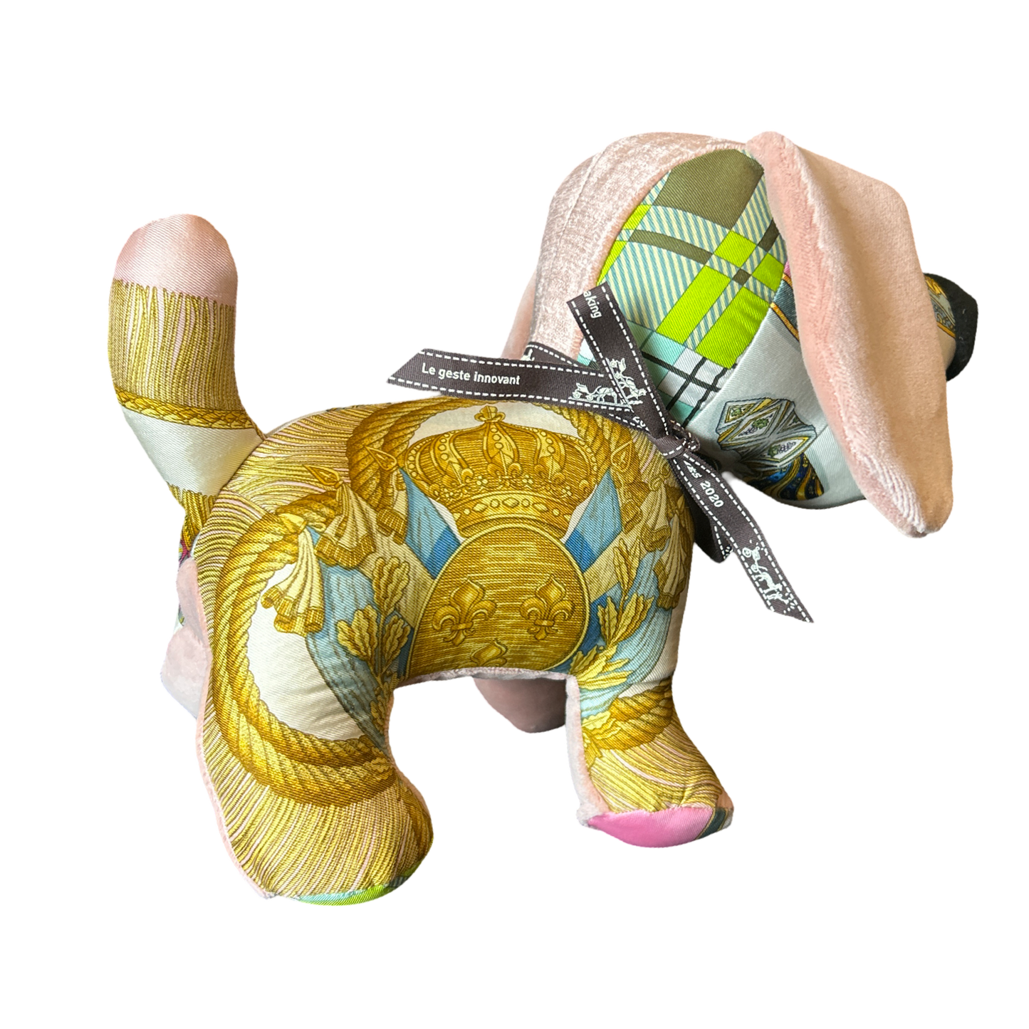 Poste et Cavalerie Vintage Silk Scarf Patchwork Puppy