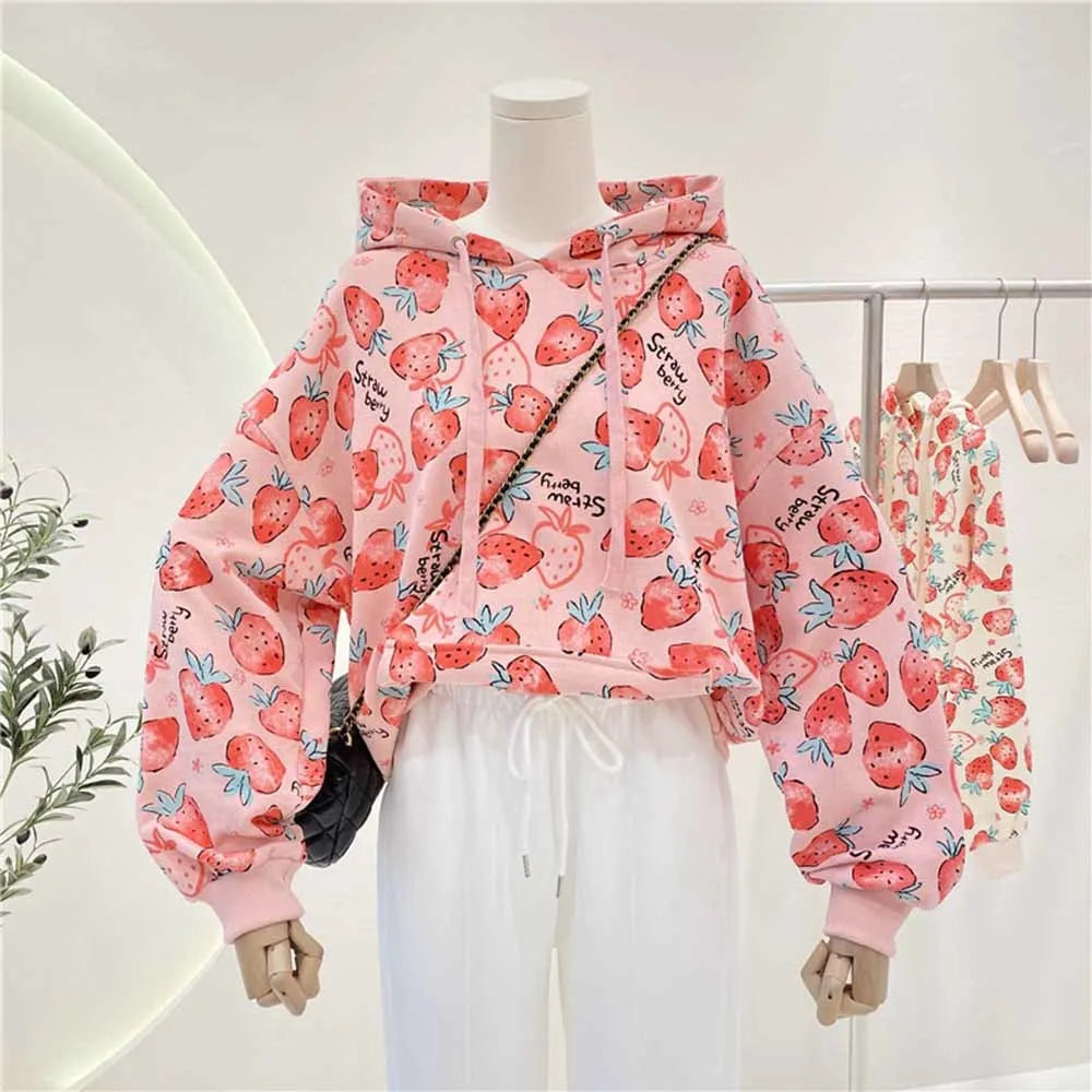 Strawberry Print Harajuku Hoodie