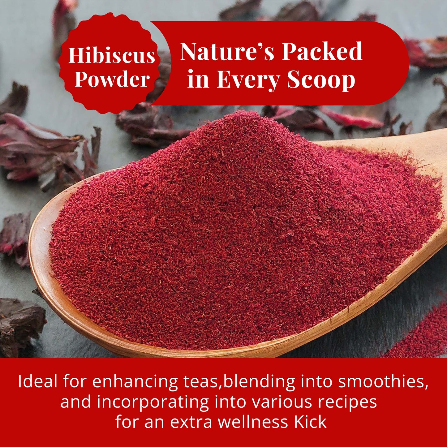 Akshit Hibiscus flowers 2.6 oz  Herbal Tea | Flor de Jamaica tea | Dried Hibiscus | Loose Leaf Tea | Caffeine-Free | Vegan Friendly | Fleurs d'hibiscus bio Akshit