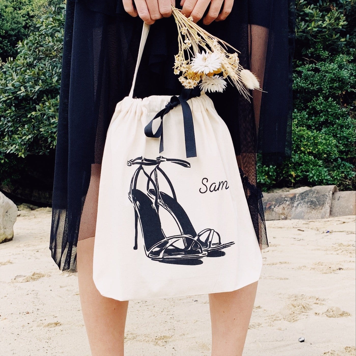 High Heel Sandal Shoe Bag, Cream - Concordia Style Boutique