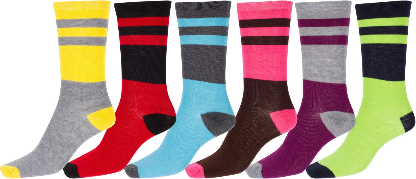 Sakkas Women's Poly Blend Soft and Stretchy Crew Pattern Socks Assorted 6-pack - Concordia Style Boutique