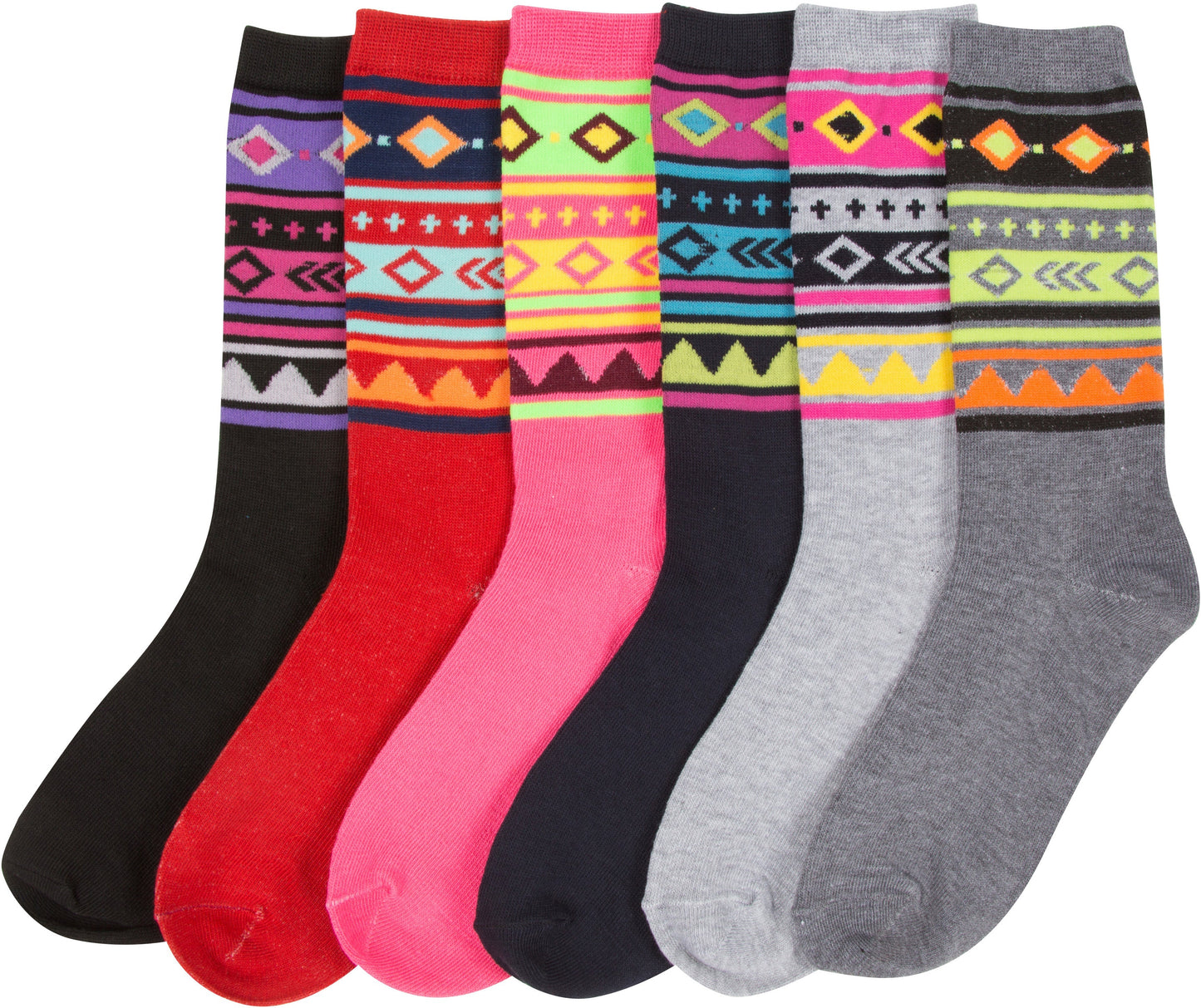Sakkas Women's Poly Blend Soft and Stretchy Crew Pattern Socks Assorted 6-pack - Concordia Style Boutique
