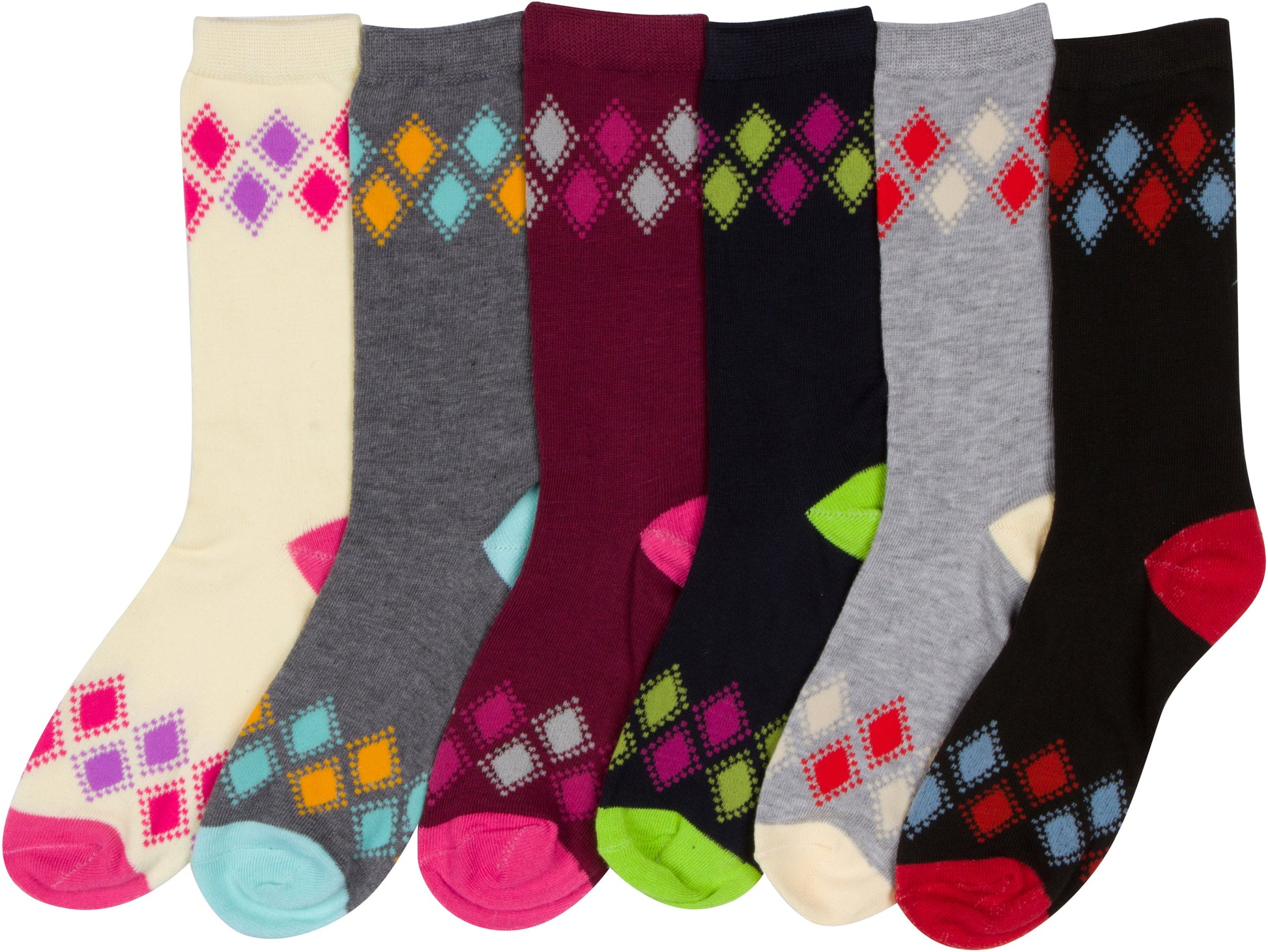 Sakkas Women's Poly Blend Soft and Stretchy Crew Pattern Socks Assorted 6-pack - Concordia Style Boutique