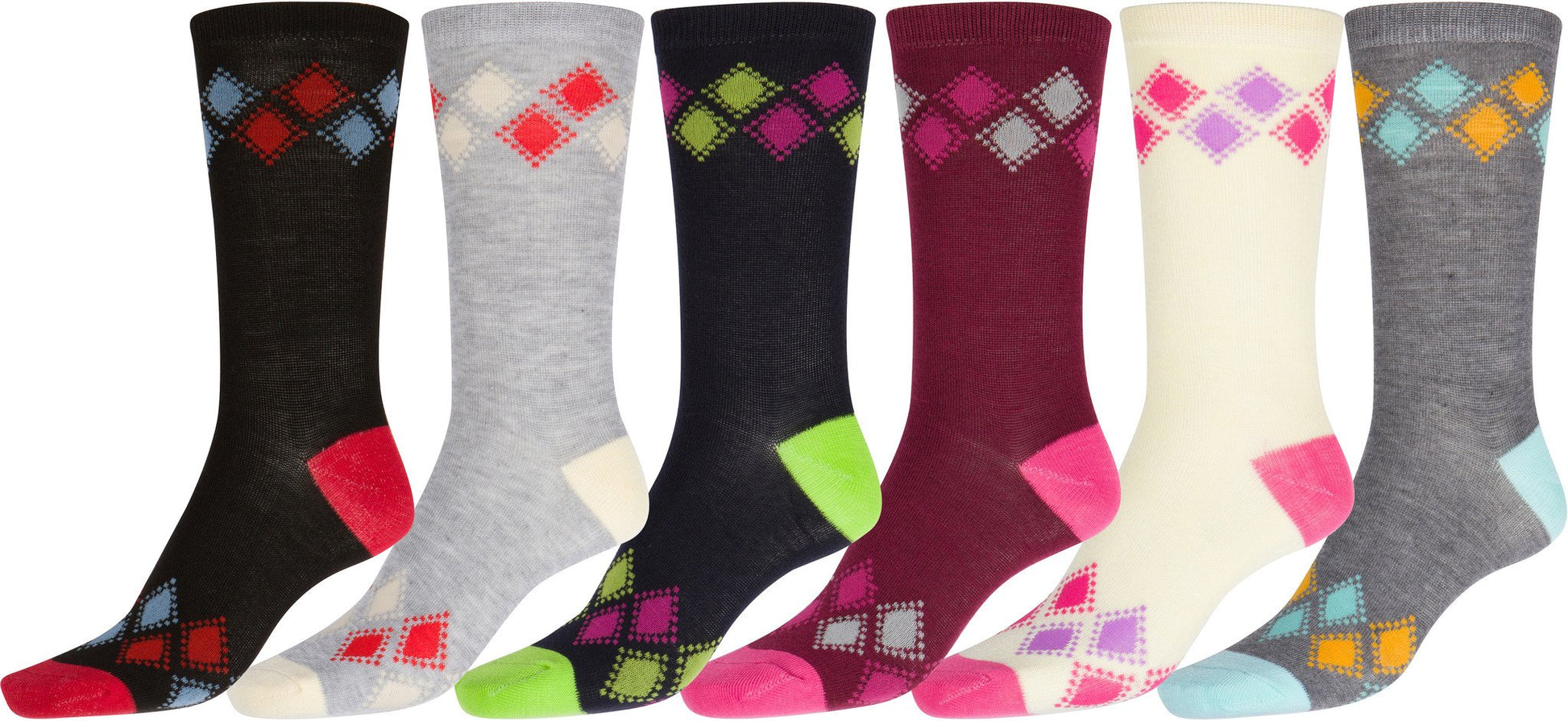 Sakkas Women's Poly Blend Soft and Stretchy Crew Pattern Socks Assorted 6-pack - Concordia Style Boutique