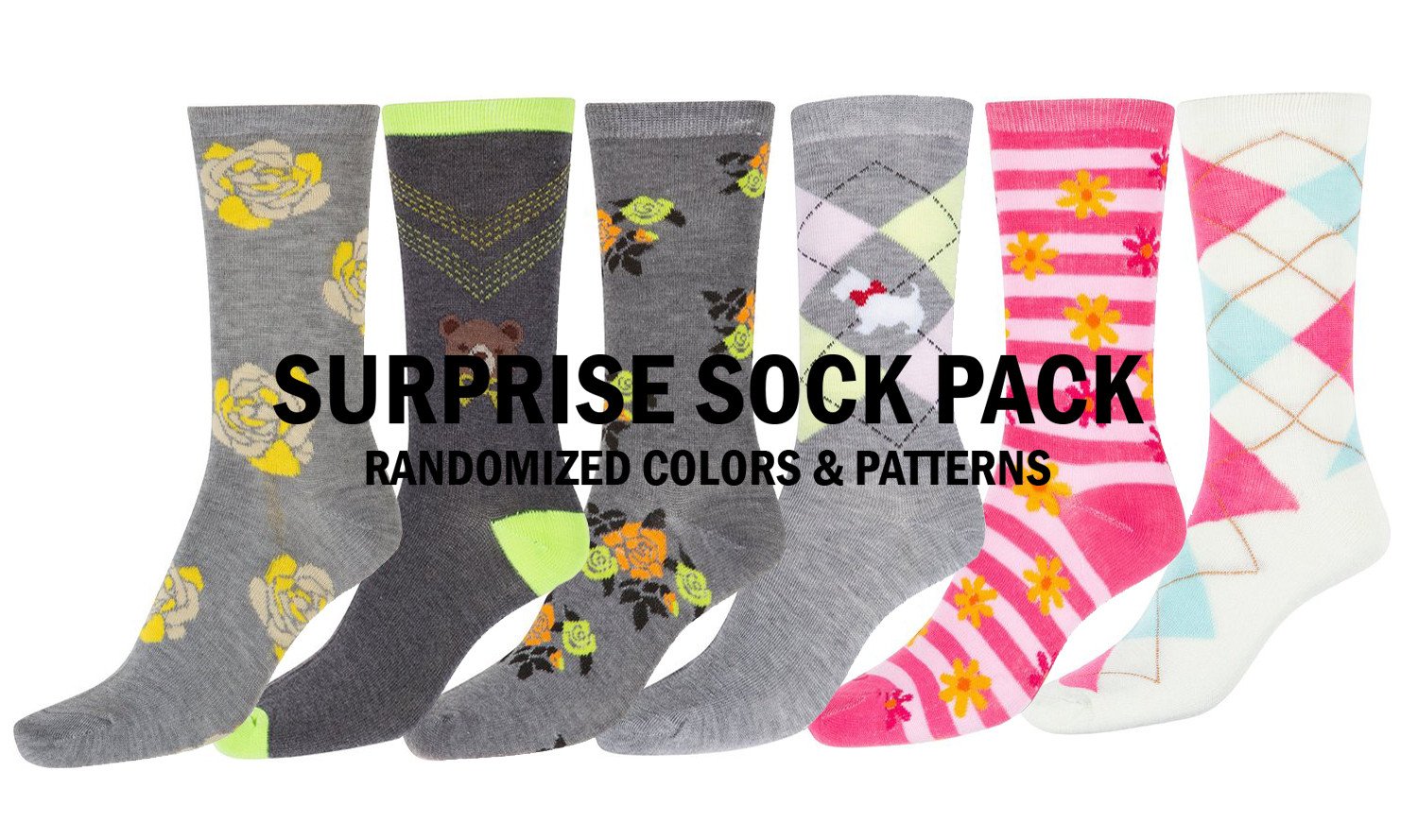 Sakkas Women's Poly Blend Soft and Stretchy Crew Pattern Socks Assorted 6-pack - Concordia Style Boutique