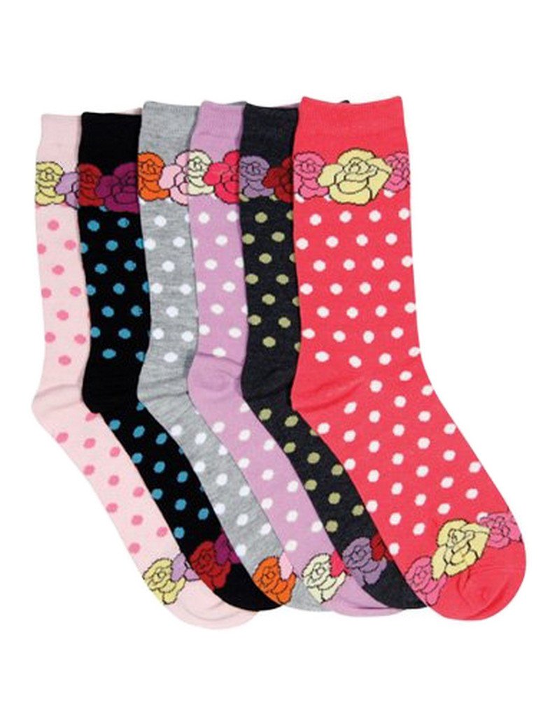 Sakkas Women's Poly Blend Soft and Stretchy Crew Pattern Socks Assorted 6-pack - Concordia Style Boutique