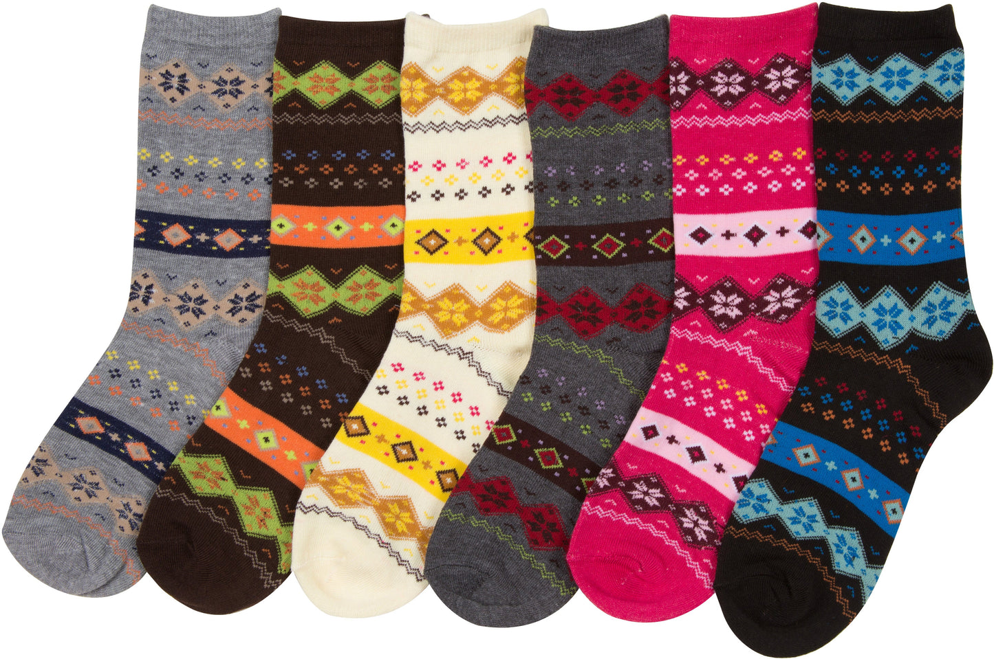 Sakkas Women's Poly Blend Soft and Stretchy Crew Pattern Socks Assorted 6-pack - Concordia Style Boutique
