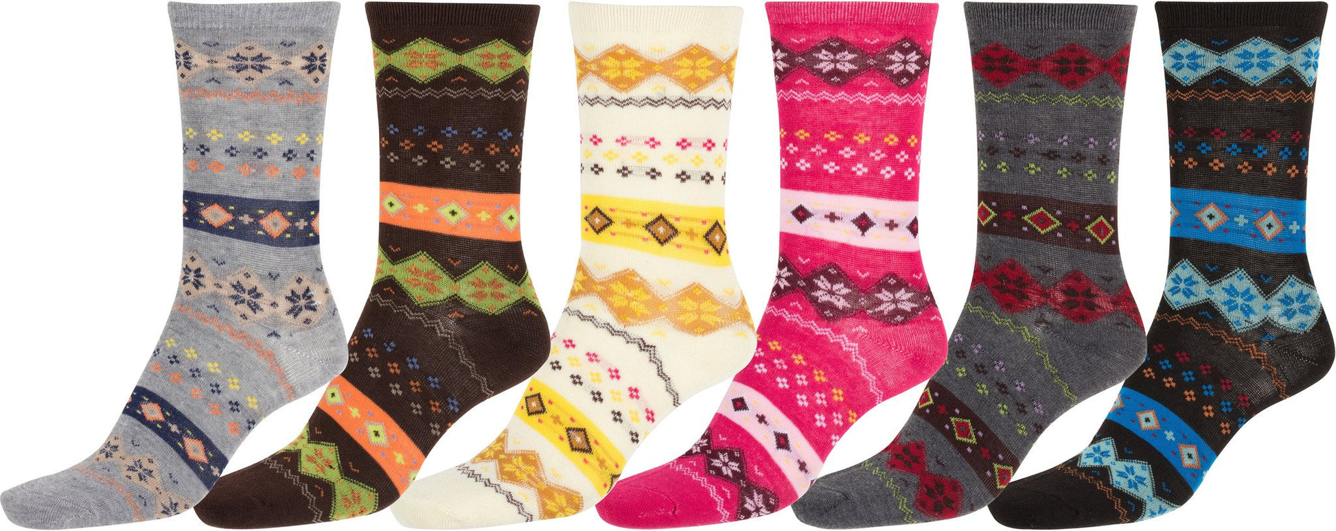 Sakkas Women's Poly Blend Soft and Stretchy Crew Pattern Socks Assorted 6-pack - Concordia Style Boutique