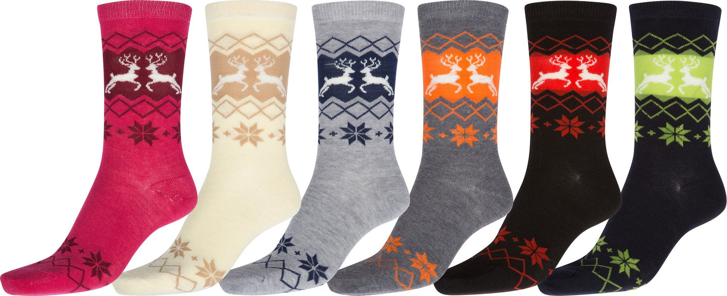 Sakkas Women's Poly Blend Soft and Stretchy Crew Pattern Socks Assorted 6-pack - Concordia Style Boutique