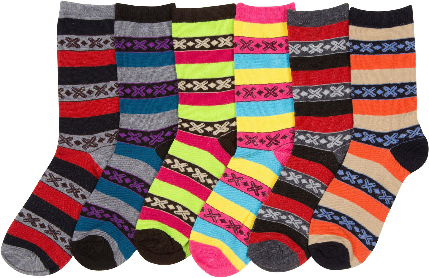 Sakkas Women's Poly Blend Soft and Stretchy Crew Pattern Socks Assorted 6-pack - Concordia Style Boutique