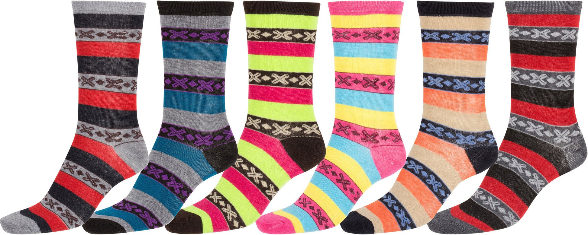 Sakkas Women's Poly Blend Soft and Stretchy Crew Pattern Socks Assorted 6-pack - Concordia Style Boutique