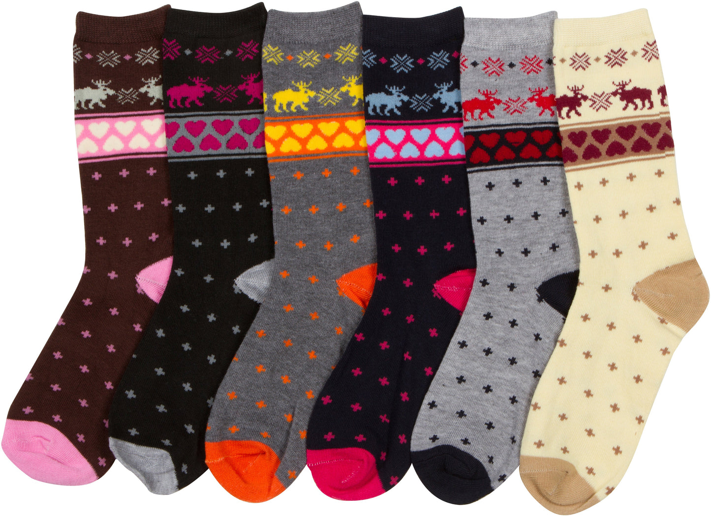 Sakkas Women's Poly Blend Soft and Stretchy Crew Pattern Socks Assorted 6-pack - Concordia Style Boutique