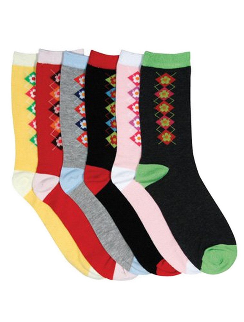 Sakkas Women's Poly Blend Soft and Stretchy Crew Pattern Socks Assorted 6-pack - Concordia Style Boutique
