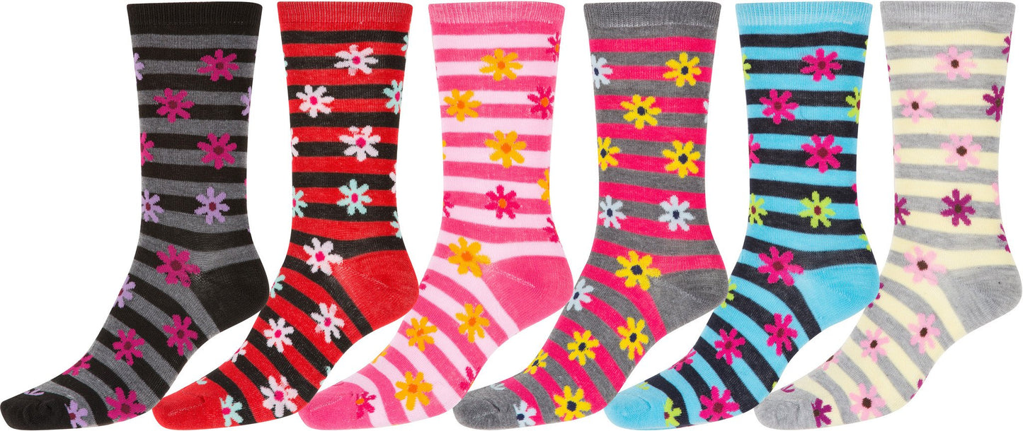 Sakkas Women's Poly Blend Soft and Stretchy Crew Pattern Socks Assorted 6-pack - Concordia Style Boutique