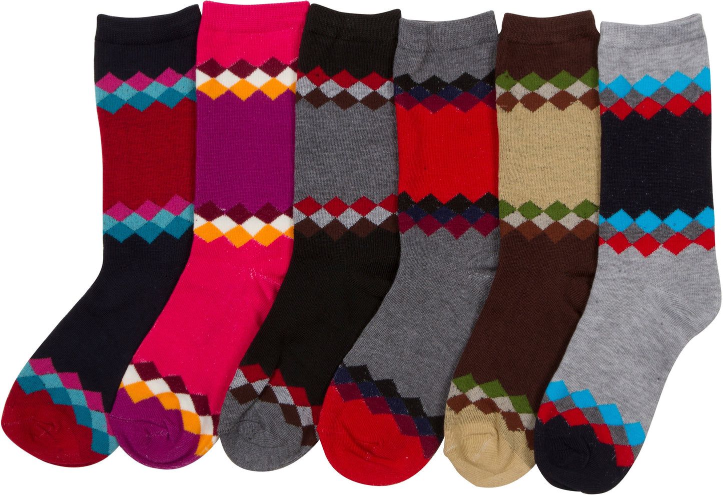 Sakkas Women's Poly Blend Soft and Stretchy Crew Pattern Socks Assorted 6-pack - Concordia Style Boutique