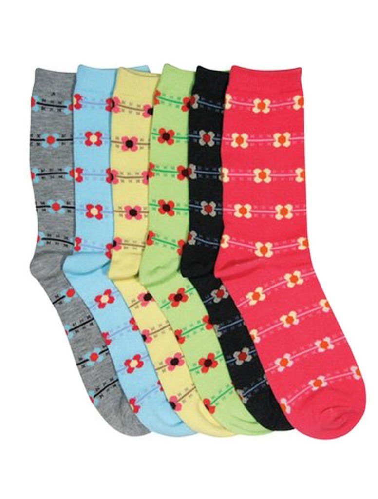 Sakkas Women's Poly Blend Soft and Stretchy Crew Pattern Socks Assorted 6-pack - Concordia Style Boutique