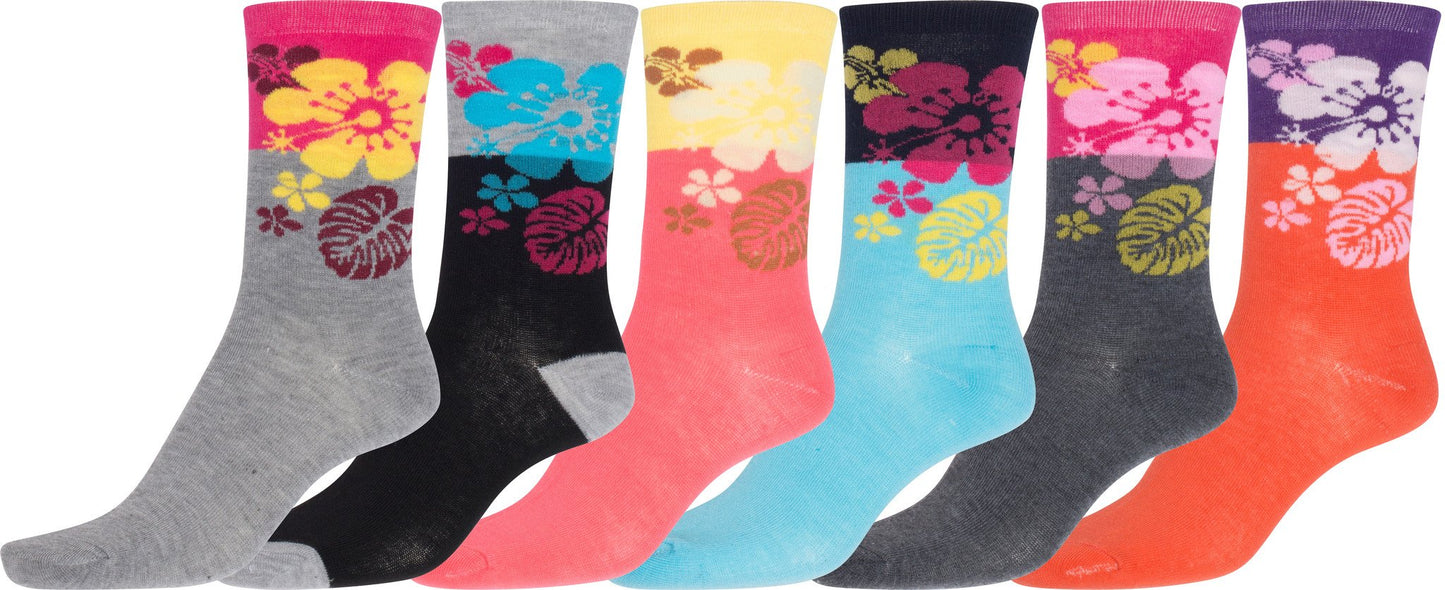 Sakkas Women's Poly Blend Soft and Stretchy Crew Pattern Socks Assorted 6-pack - Concordia Style Boutique