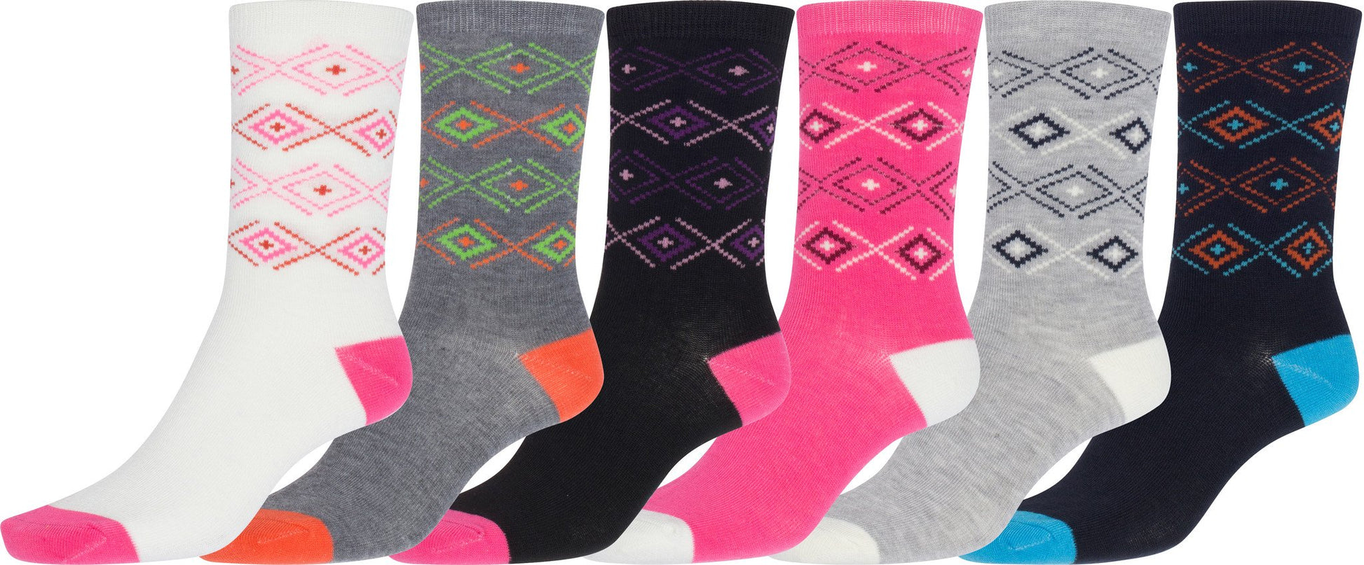 Sakkas Women's Poly Blend Soft and Stretchy Crew Pattern Socks Assorted 6-pack - Concordia Style Boutique