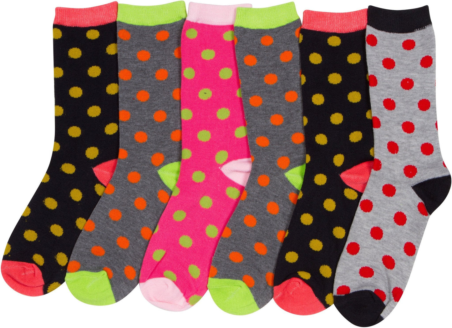 Sakkas Women's Poly Blend Soft and Stretchy Crew Pattern Socks Assorted 6-pack - Concordia Style Boutique