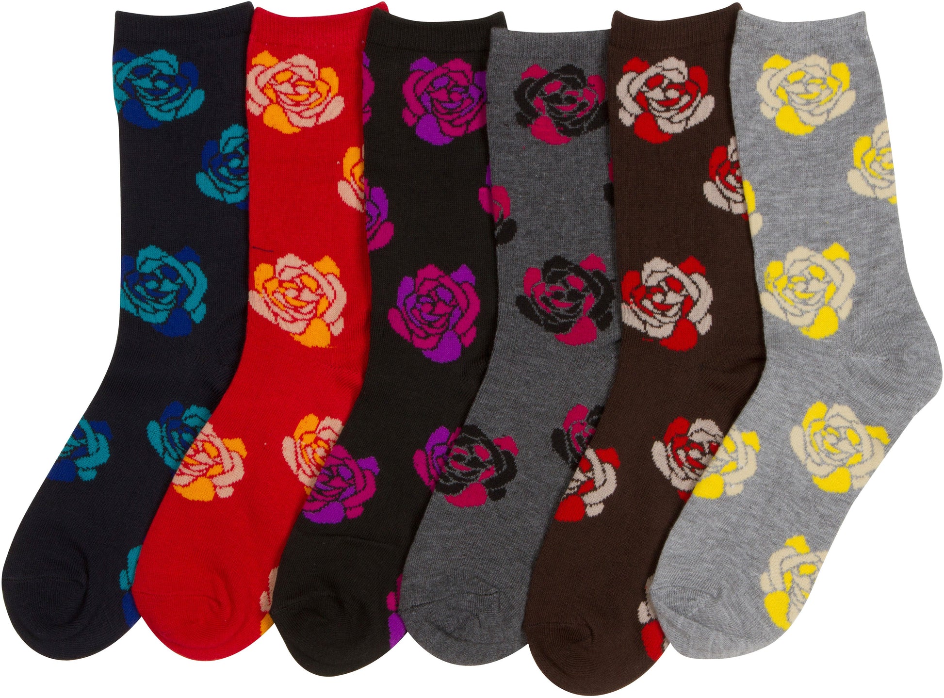 Sakkas Women's Poly Blend Soft and Stretchy Crew Pattern Socks Assorted 6-pack - Concordia Style Boutique