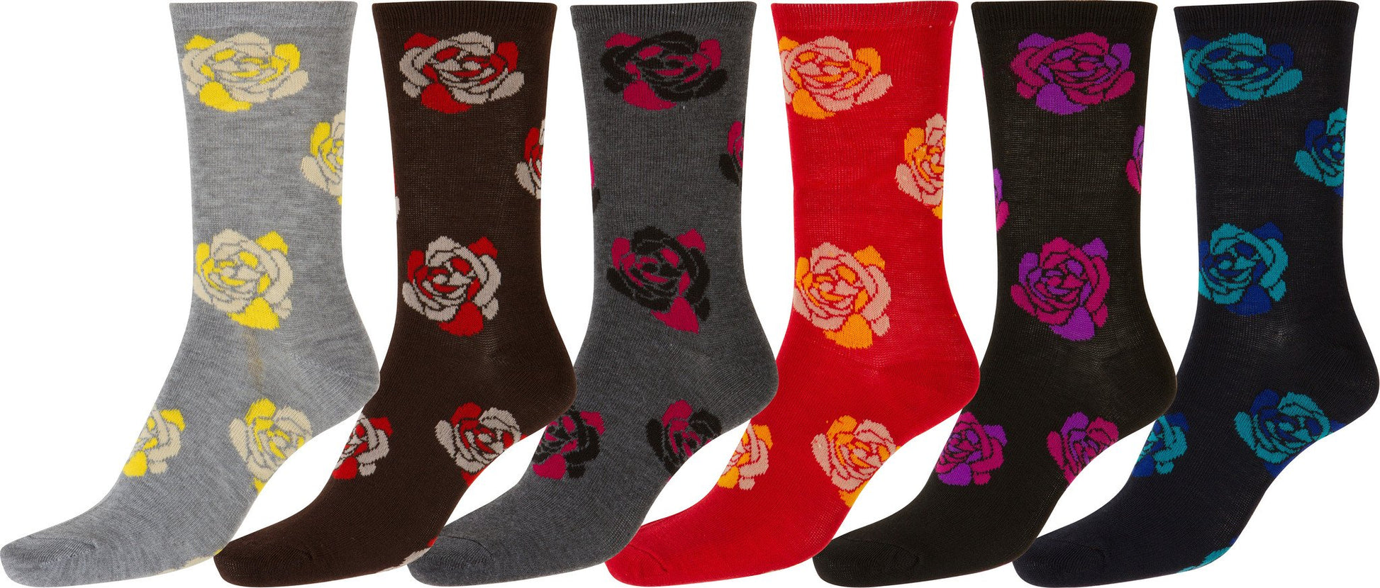 Sakkas Women's Poly Blend Soft and Stretchy Crew Pattern Socks Assorted 6-pack - Concordia Style Boutique