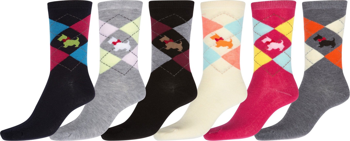Sakkas Women's Poly Blend Soft and Stretchy Crew Pattern Socks Assorted 6-pack - Concordia Style Boutique