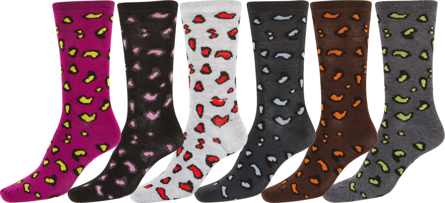 Sakkas Women's Poly Blend Soft and Stretchy Crew Pattern Socks Assorted 6-pack - Concordia Style Boutique