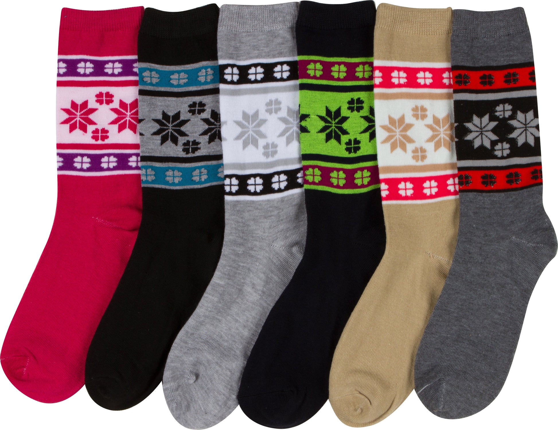 Sakkas Women's Poly Blend Soft and Stretchy Crew Pattern Socks Assorted 6-pack - Concordia Style Boutique