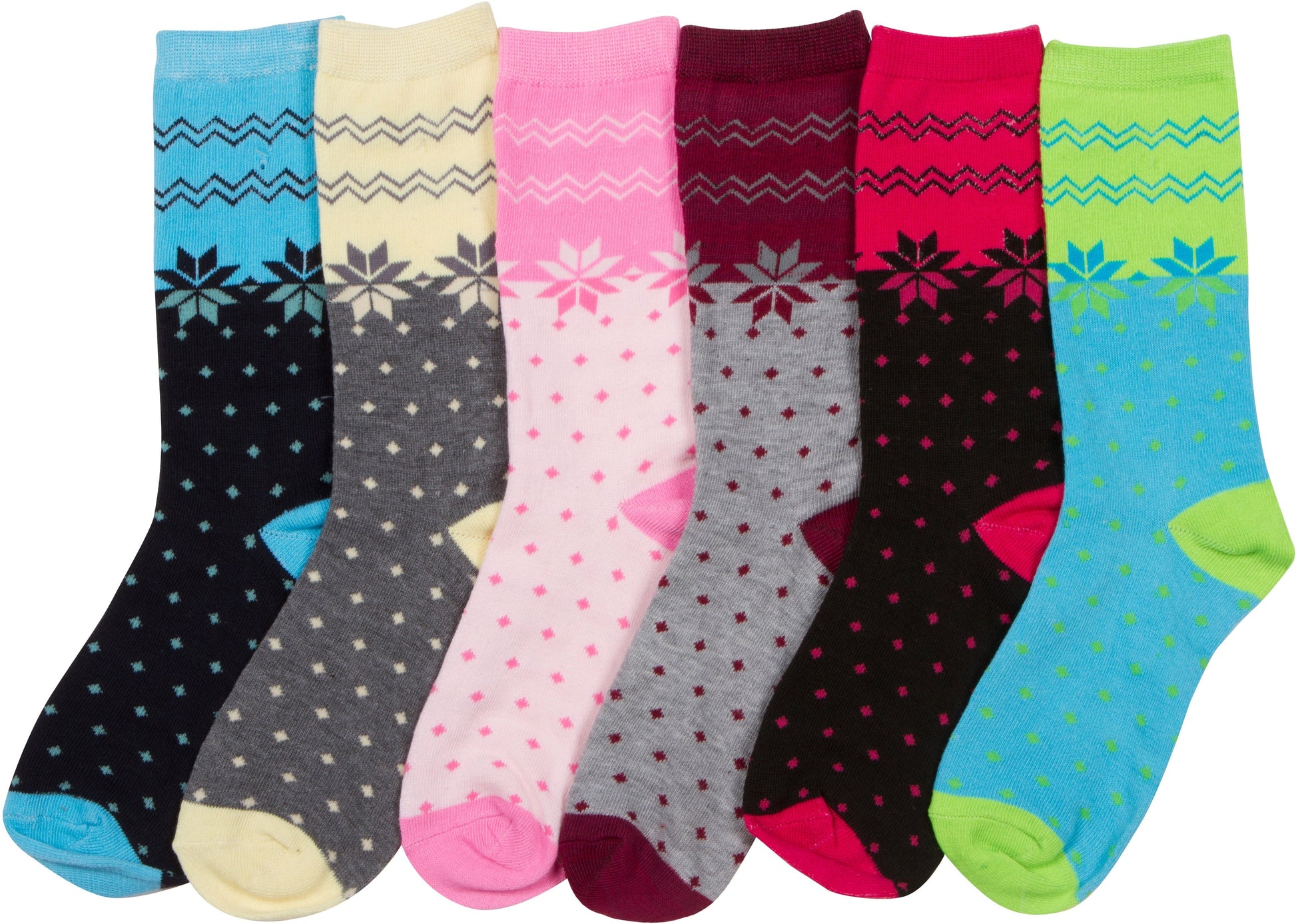 Sakkas Women's Poly Blend Soft and Stretchy Crew Pattern Socks Assorted 6-pack - Concordia Style Boutique