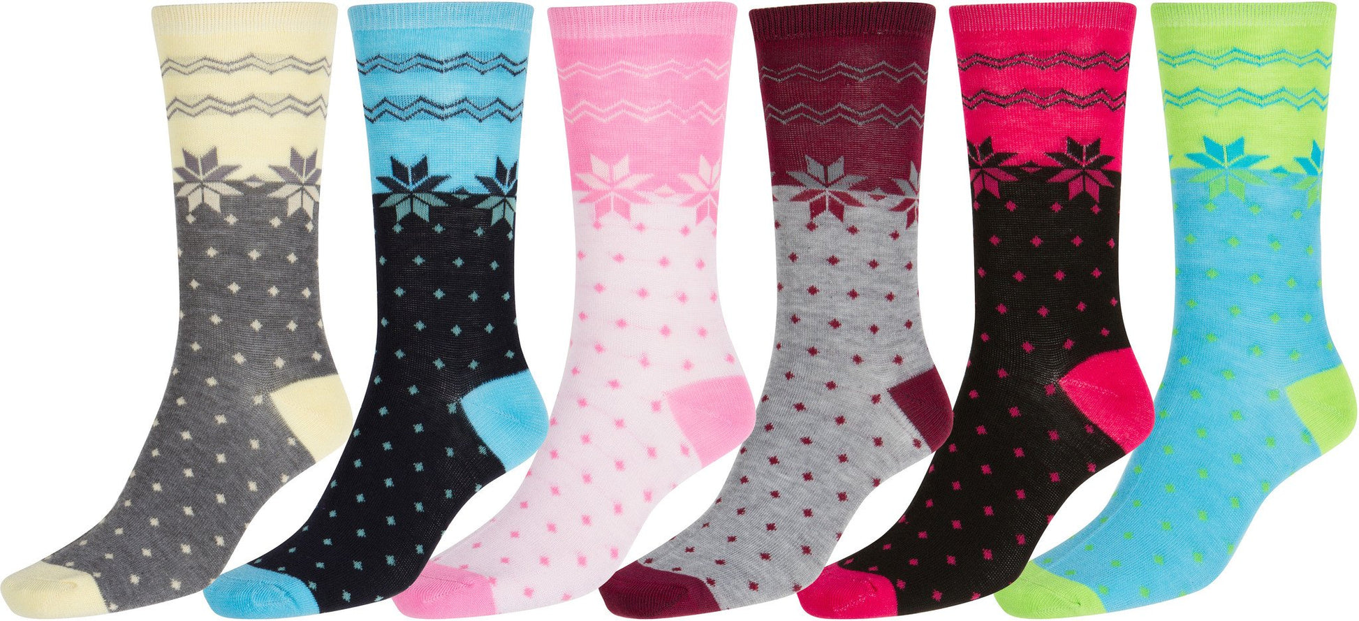 Sakkas Women's Poly Blend Soft and Stretchy Crew Pattern Socks Assorted 6-pack - Concordia Style Boutique